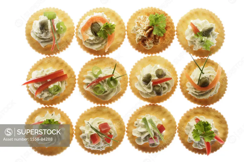 Quietly life, food, crackers, fresh cheese,  Decoration   Finger food, Snack, snack, Partysnack, morsel, small, palatable, appetizingly, decoration, h...