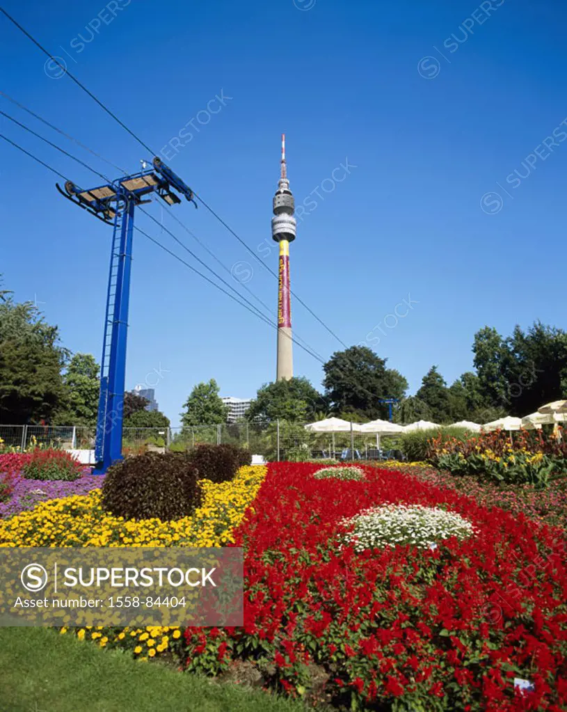 Germany, North Rhine-Westphalia,  Dortmund, Westphalian park, flower beds,  Florianturm Europe, Central Europe, city, park, park, beets, flowers, flow...
