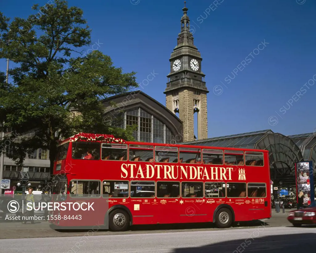 Germany, Hamburg, main train station,  Bus, city round-trip,  Europe, Central Europe, Hanseatic town, district, city center, destination, tourism, tou...