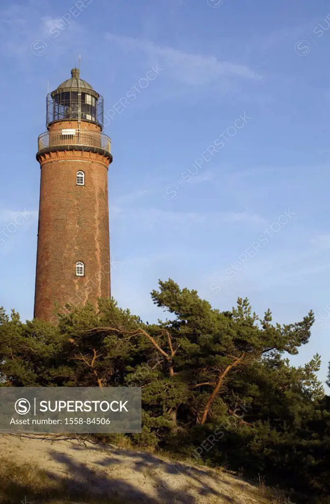 Germany, Mecklenburg-Western Pomerania,  Prerow, coast, west beach, lighthouse,   East Germany, Baltic sea coast, Baltic sea, peninsula Fischland-Darß...