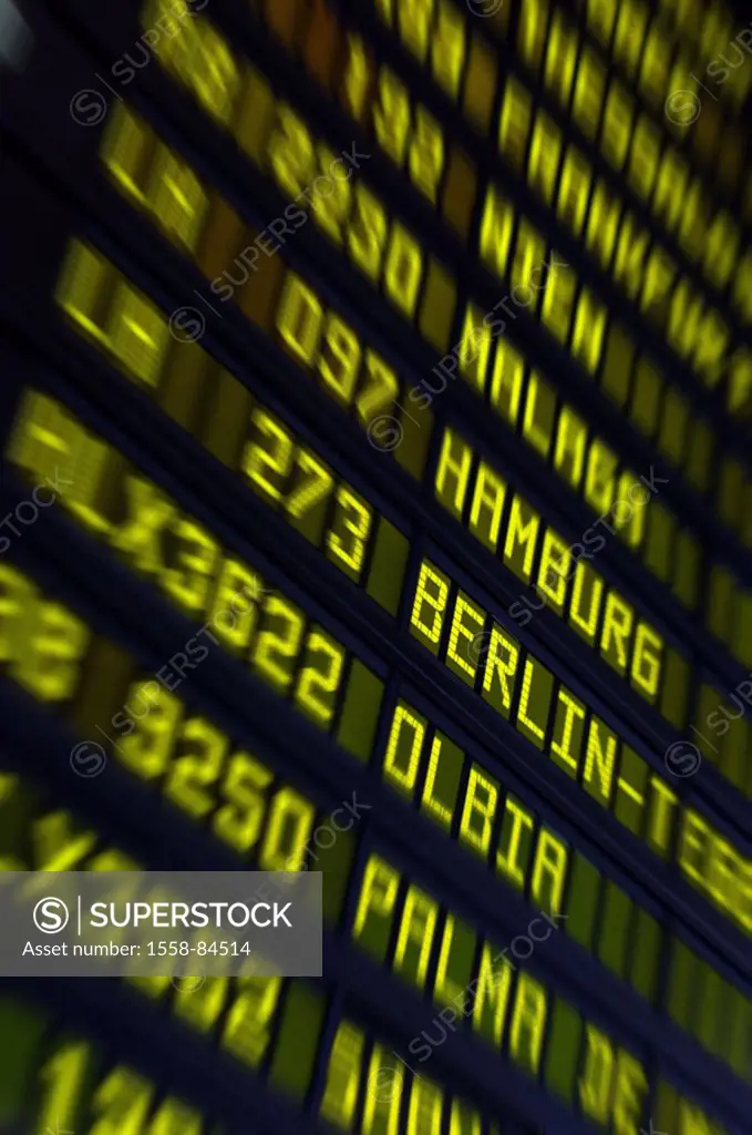 Airport, Abflugtafel,    Airport, tourism, trip, business, flie, flight trip, takeoff, arrival, terminal, sign, flight numbers, cities, information, a...