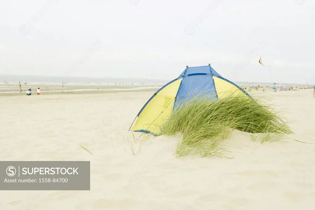 Beach, tent, wind, sea, summer,   Netherlands, Renesse, coast, Meeresküste, sand, beach mussel, sun protection, windbreak, protection, secluded, beach...
