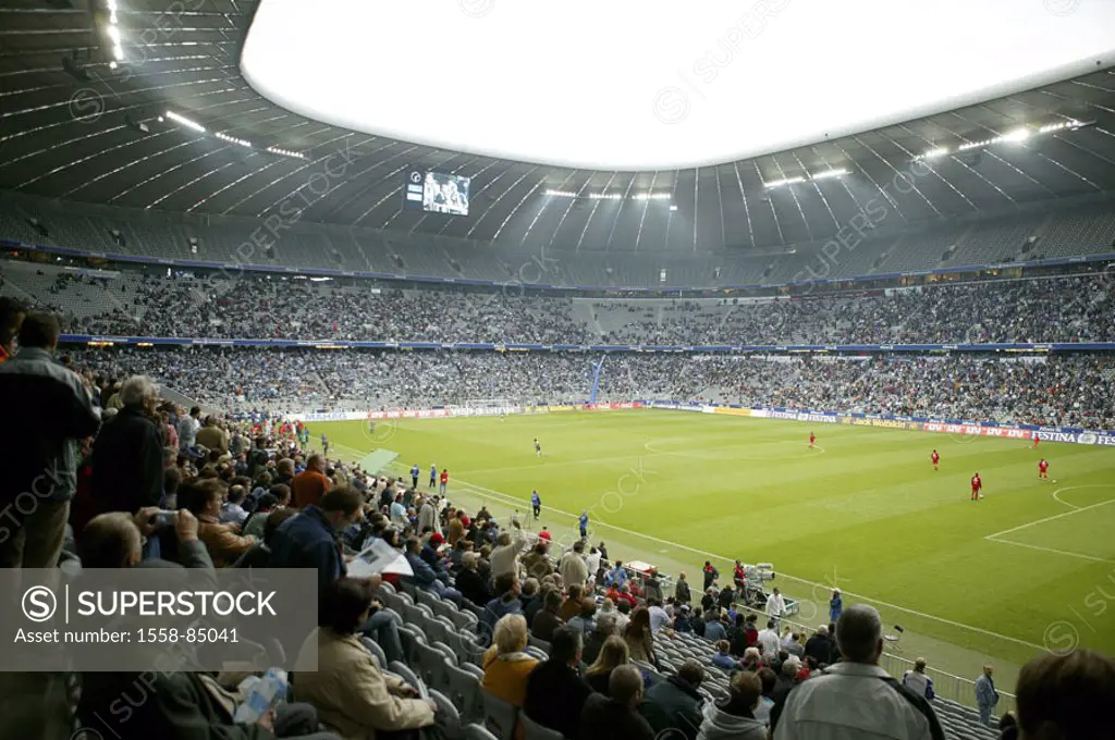 Germany, Upper Bavaria, Munich,  Fröttmaning, football stadium alliance arena,  Platforms, spectators, soccer game, no property release,  Series, Bava...