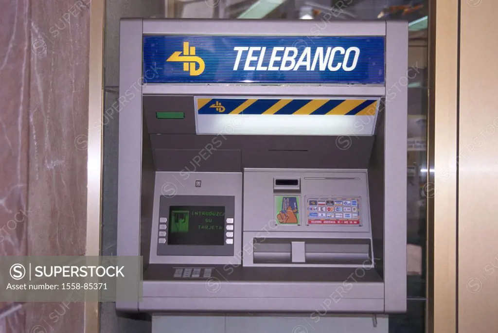 Spain, island Majorca, Palma,  Bank, automatic teller,   Europe, EC-Automat, services, bank, credit institution, expenditure vending machine, symbol, ...