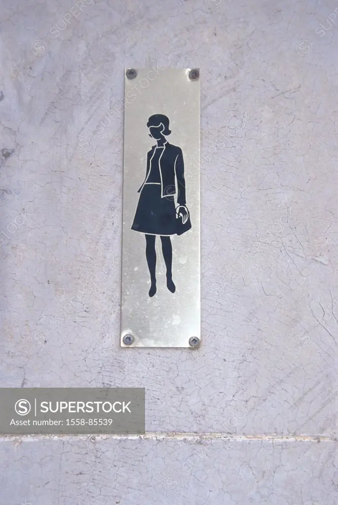 Sign, toilet, silhouette,  Woman,   Toilet sign, sign, metal sign, WC, publicly, lady toilet, quietly life,