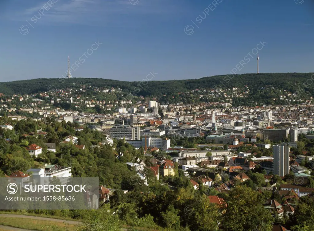 Germany, Baden-Württemberg,  Stuttgart, view over the city,   Europe, southwest Germany, city, city, view at the city, outlook, wideness, distance, to...