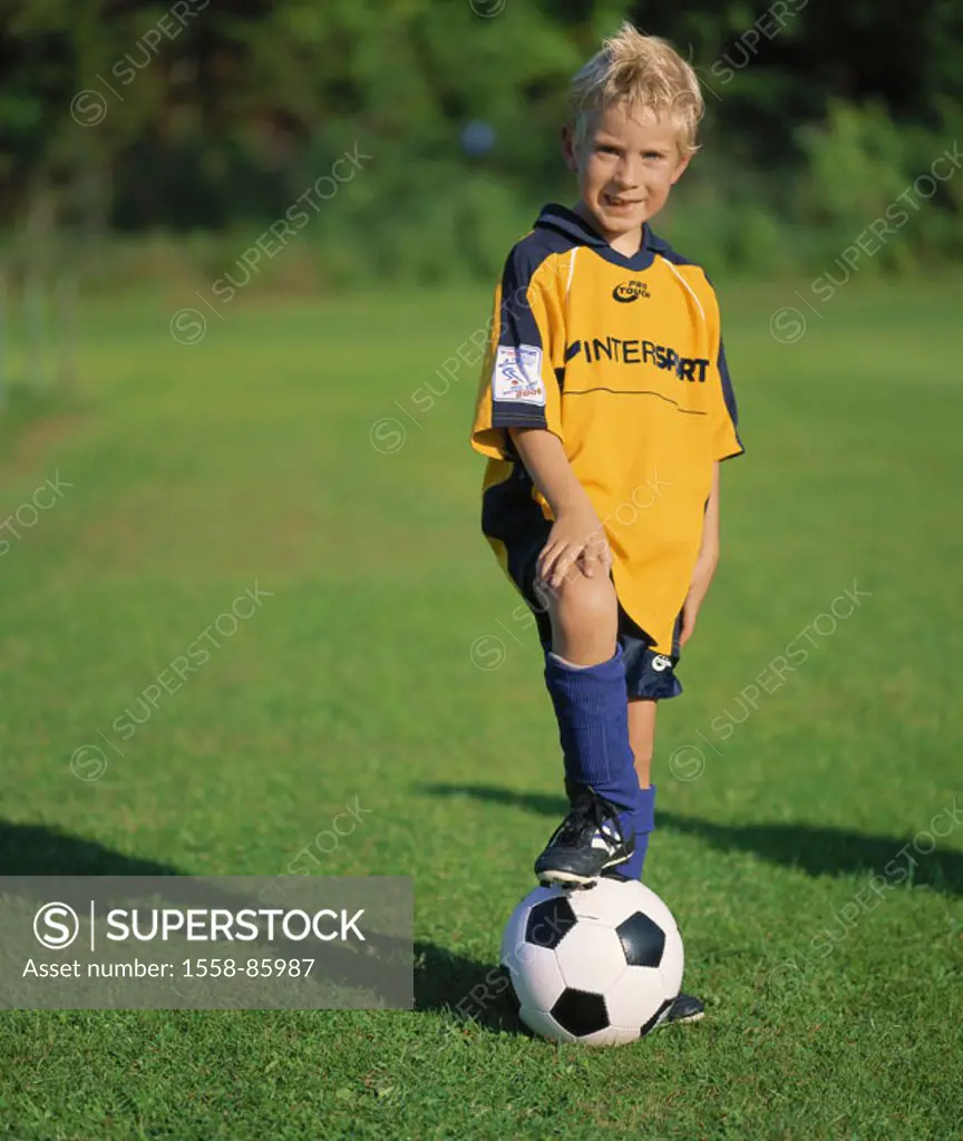 Meadow, boy, leg, football, %0A%0A%0ASerie, resting child, soccer players football clothing football jersey yellow lawns, game field, soccer ground, f...