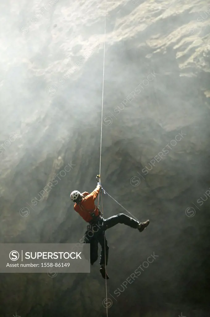 Rock wall, mountain climbers, lowers down,  Move opinion,   Sport, sport, mountain sport, climbers, mountaineering, mountaineering, expedition, howeve...