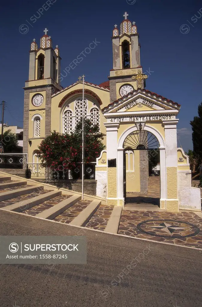 Greece, island Rhodes, Siana,  Church,   Dodekanes, Mediterranean island, parish church, 19 Jh., construction, architecture, culture, sight, destinati...