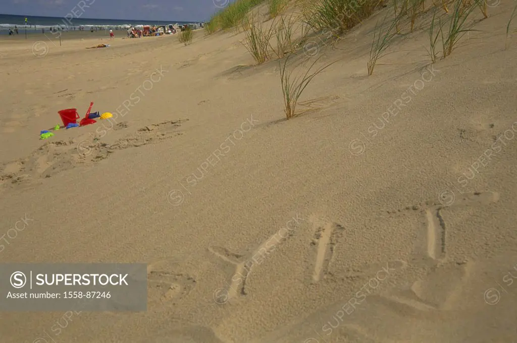 Sand, stroke ´Sylt,´    Sandy beach, beach, beach, symbol, bath vacation, Summer vacation, vacation, recuperation, vacation, trip, tourism, destinatio...