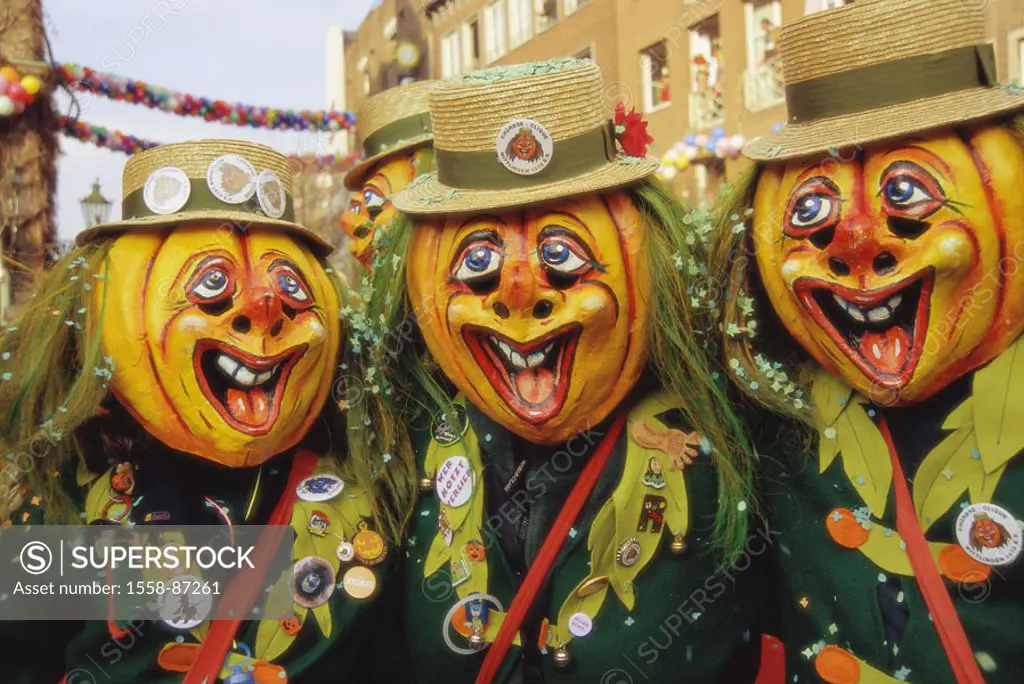 Carnival, masks, disguise, Winter squashes, , ´Chürbse-Clique´, outfits, masking, larvae, ´pumpkin heads´, cheerfully, pleasantry fun enjoyments, Live...