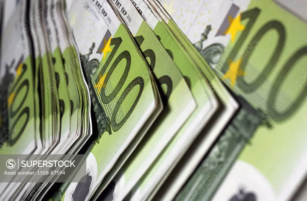 Bills, hundred Euro, truncated,    Money, cash, Euro appearances, bills, appearances, hundred Euro appearances, unit currency, currency unit, means of...