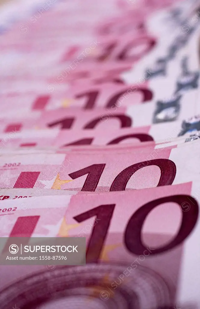Bills, ten Euro, truncated,    Series, money, cash, Euro appearances, bills, appearances, ten Euro appearances, unit currency, currency unit, means of...