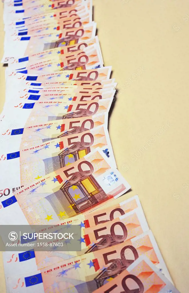 Bills, fifty Euro, truncated,    Money, cash, Euro appearances, bills, appearances, fifty, - Euro appearances, unit currency, currency unit, means of ...
