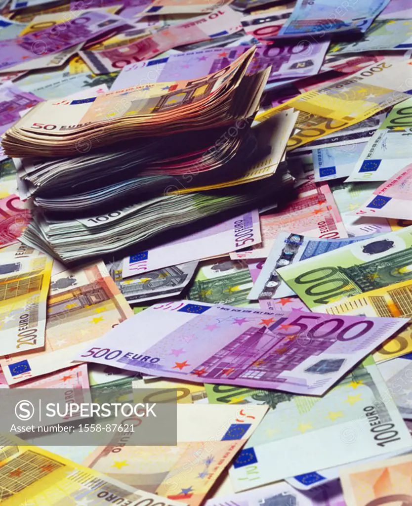 Bills, Euro, value, different,  Detail,   Series, money, cash, Euro appearances, bills, appearances, unit currency, stacked currency unit, means of pa...