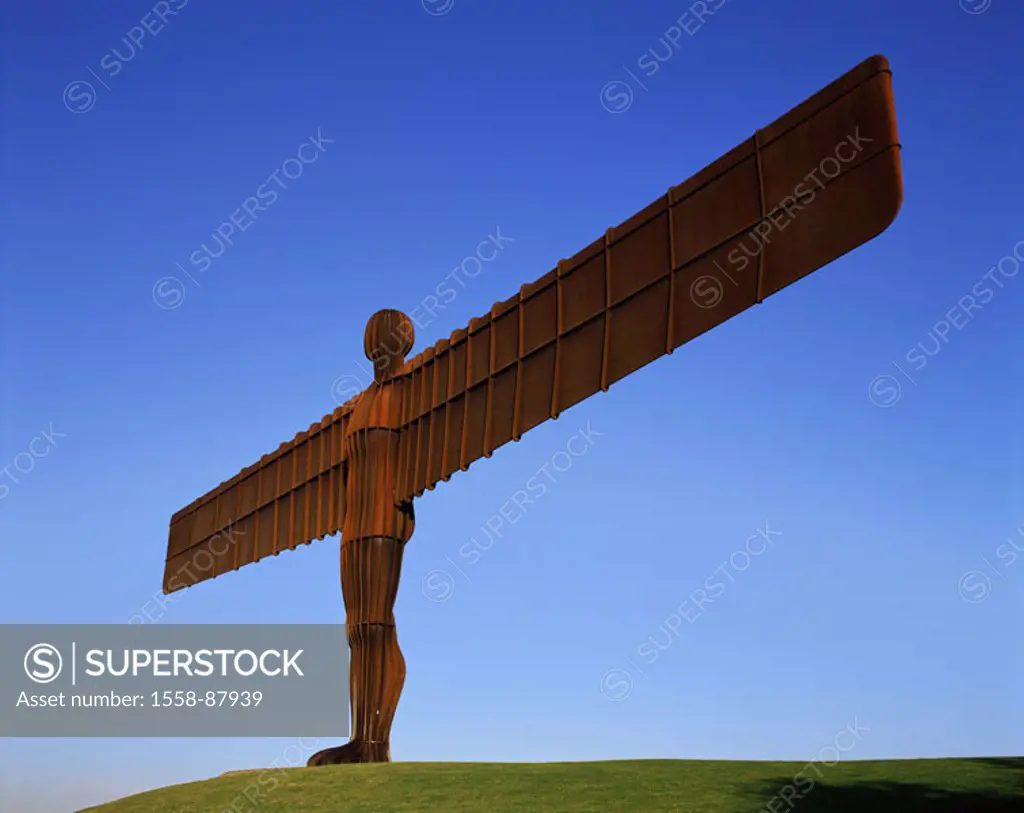 Great Britain, Newcastle-upon-Tyne, Gateshead, sculpture, ´fishing rod of the North´,  Series, England, tyne and Wear, artwork, monument, steel sculpt...