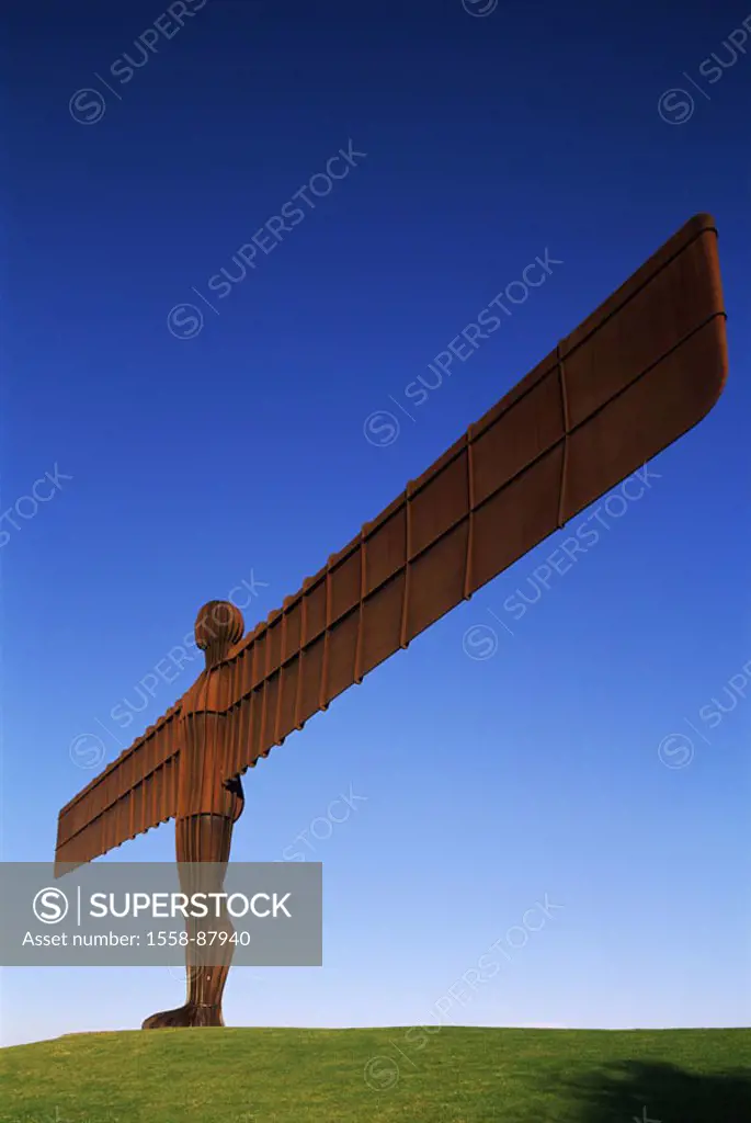 Great Britain, Newcastle-upon-Tyne, Gateshead, sculpture, ´fishing rod of the North´,  Series, England, tyne and Wear, artwork, monument, steel sculpt...