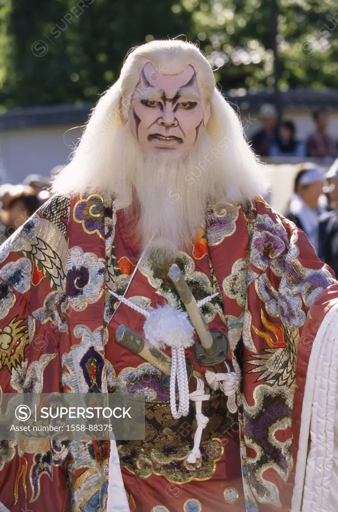 Japan, island Honshu, Tokyo, Jidai Matsuri,  Festival, man, disguise, Halbporträt,   Asia, party, holiday, Asiate, Japanese, disguises, made up, outfi...