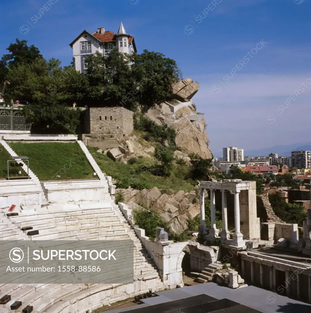 Bulgaria, Plovdiv, amphitheaters,  Detail,   Europe, southeast Europe, Balkans, city, city, sight, theaters, historic, Roman, houses, architecture, ro...