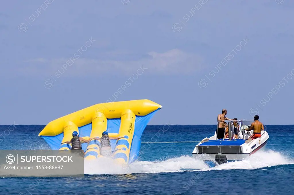 Sea, motorboat, ´FlyFish´, pulls,    Boat, ´Bananaboot´, air-cushions, follows suit, attraction, tourist attraction, pastime, adventurousness,  Fun, e...