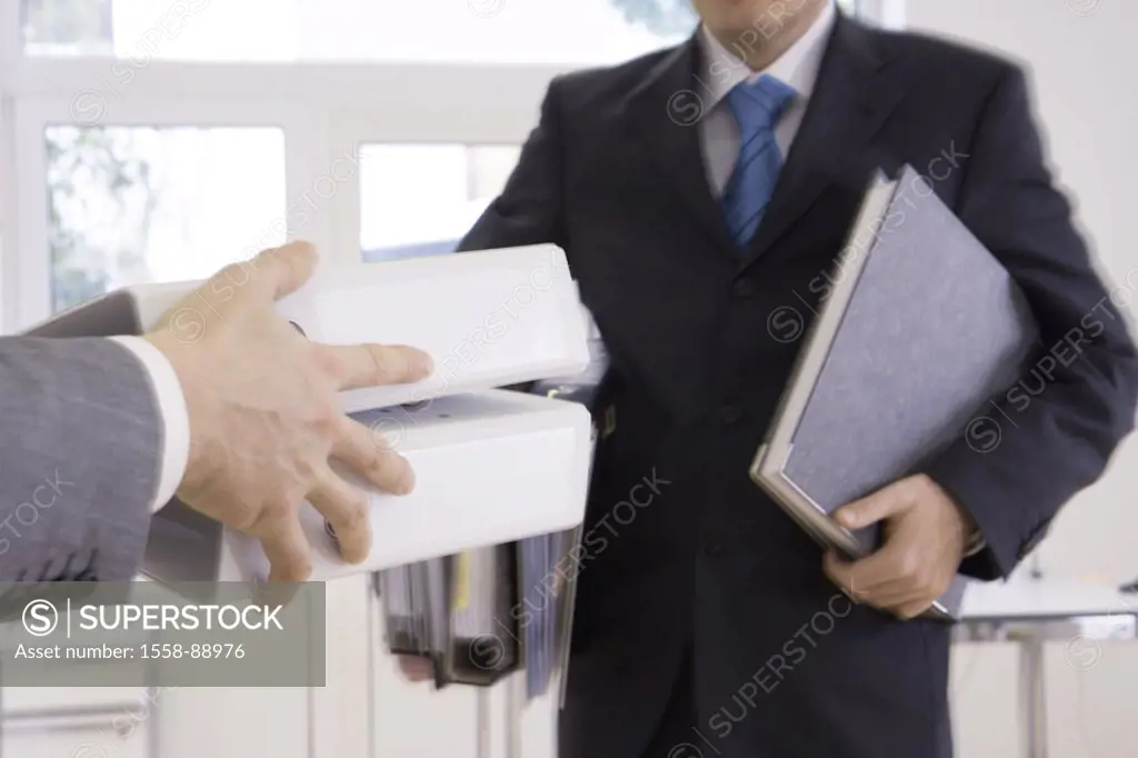Office, employee, file folders,  carries, colleague, folder, hands over,  Detail,  Men, colleagues, office worker, records, symbol, storage space, act...