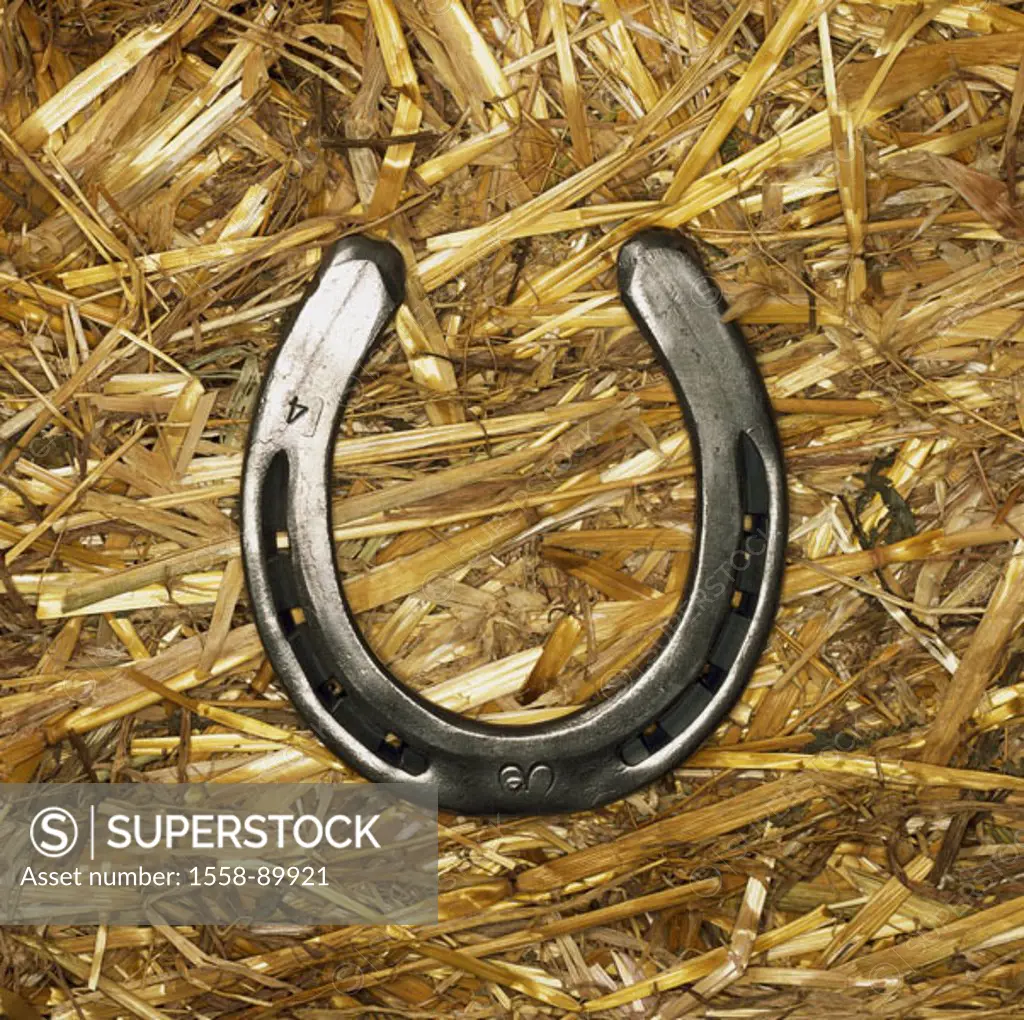 Straw, horseshoes, again, unused,    Symbol, Reitsport, horse sport, riding, hoof mist,  Concept, lucky charm, luck, lucky symbol, belief, superstitio...