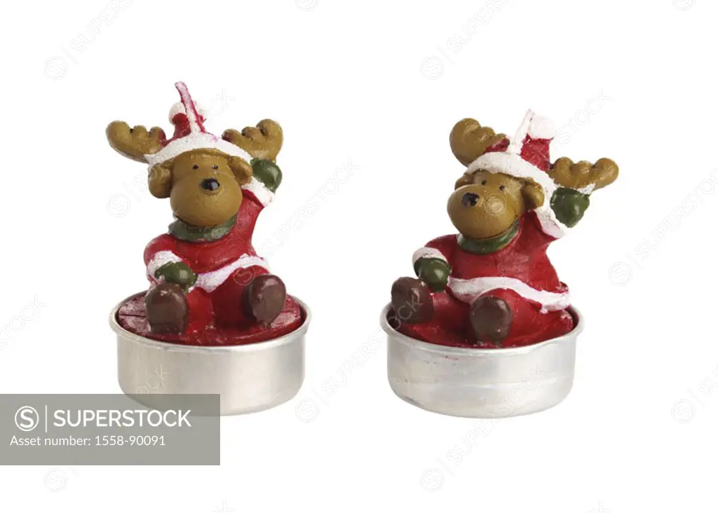 Christmas decoration, Teelichter, Reindeers, Nikolauskostüm,  Decoration, Christmas figure, elks, two, candles, elk form, wax figures, decoration arti...