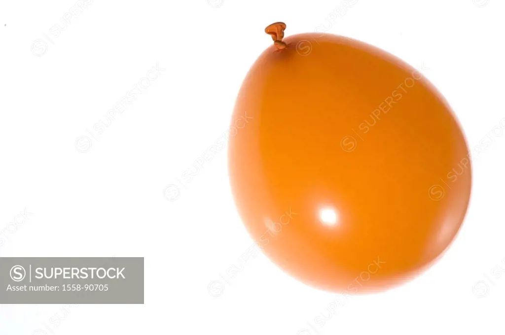 Balloon, orange,    Balloon, inflated, rubber cover, tightly, zugeknotet, hovers, flie, decoration, decoration articles, orange, fact reception, quiet...