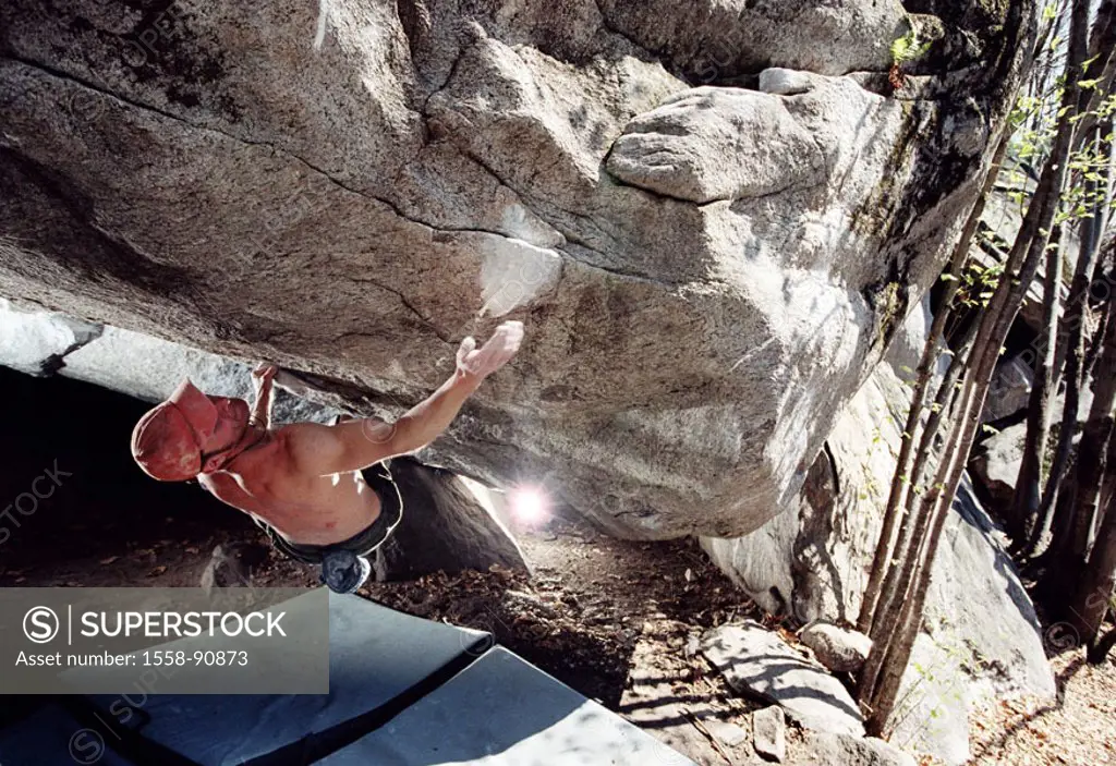 Rocks, climbers, Bouldern,  Protection mats,   Grotto de Soupirs, rock, Boulder, man, sport, athletes, sport climbers, hobby, activity, mountaineering...