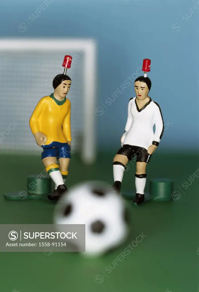 Toy, figures, soccer players,    Symbol, sport, hobby, game, football, soccer players, opponents, gate, ball, opposite, duel duel tension, victory, de...