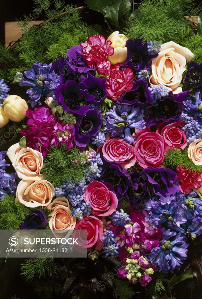 Flower bouquet, roses, anemones,  Hyacinths, blooms, pink, purple, quietly life,   Flowers, plants, nature, botany, Floristik, bouquet, Gesteck, skein...
