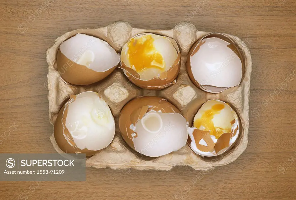 Eierkarton, eggshells,    Food, eggs, remains, uses peels, brown, opened, shattered, yolk, yolk, Eischale, remains, warete, Biomüll, yolk, protein, he...