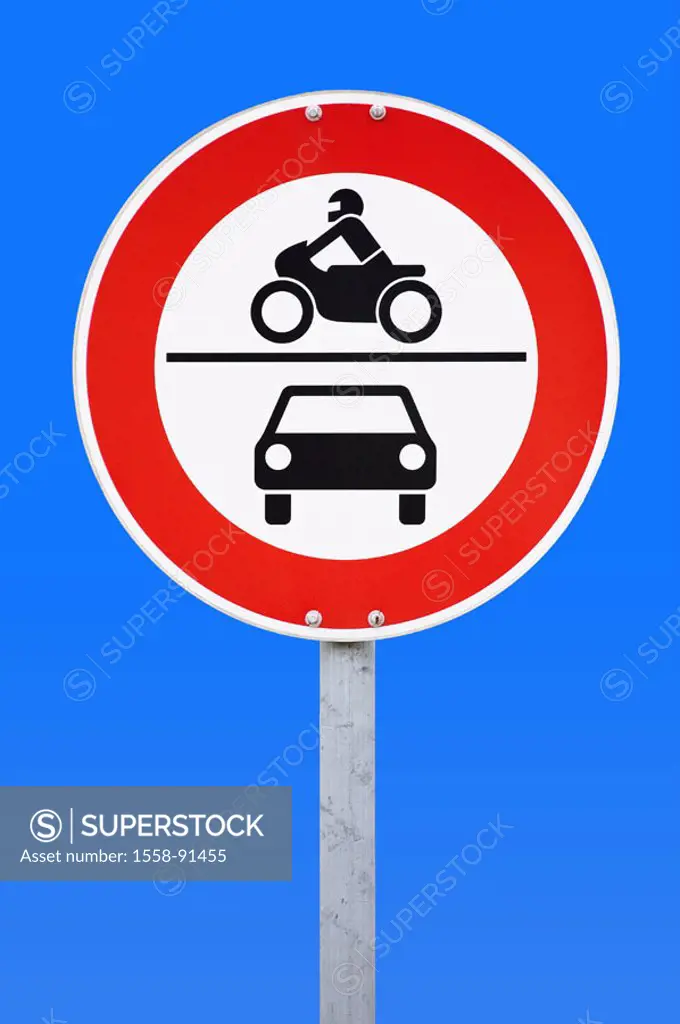 Prohibition sign, driving prohibition, cars,  Motorcycles,   Traffic signs, sign, sign, warning sign, respect, caution, vehicles, Mofas, motorcycles, ...