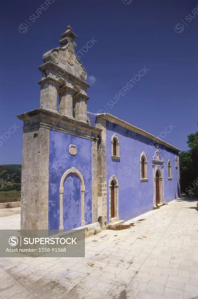 Greece, Zakynthos, Keri,  Church, blue,   Ionic islands, mountain village, destination, buildings, architecture, wall, tower, narrowly, narrowly, beli...