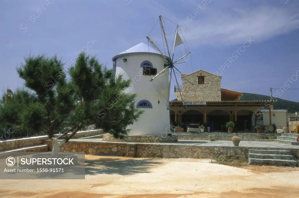 Greece, Zakynthos, Skinari,  Windmill, pub,   Ionic islands, island, vacation island, destination, gastronomy, sight, bar, tourism, nobody, idylls, si...