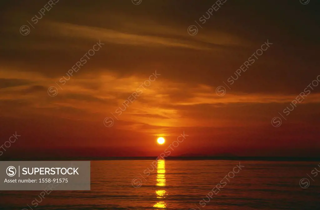 Sea, sunset,    Greece, Corfu, Acharavi, mood, evening, evening mood, romanticism, silence, silence, sunset, feelings, heat, color, color mood orange,...