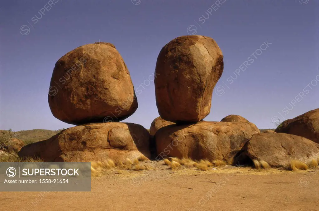 Australia, Northern Territory, Tennant Creek, rocks ´Devils Marbles´,   North Australia, North territory, Outback, rocks, approximately, rock, granite...
