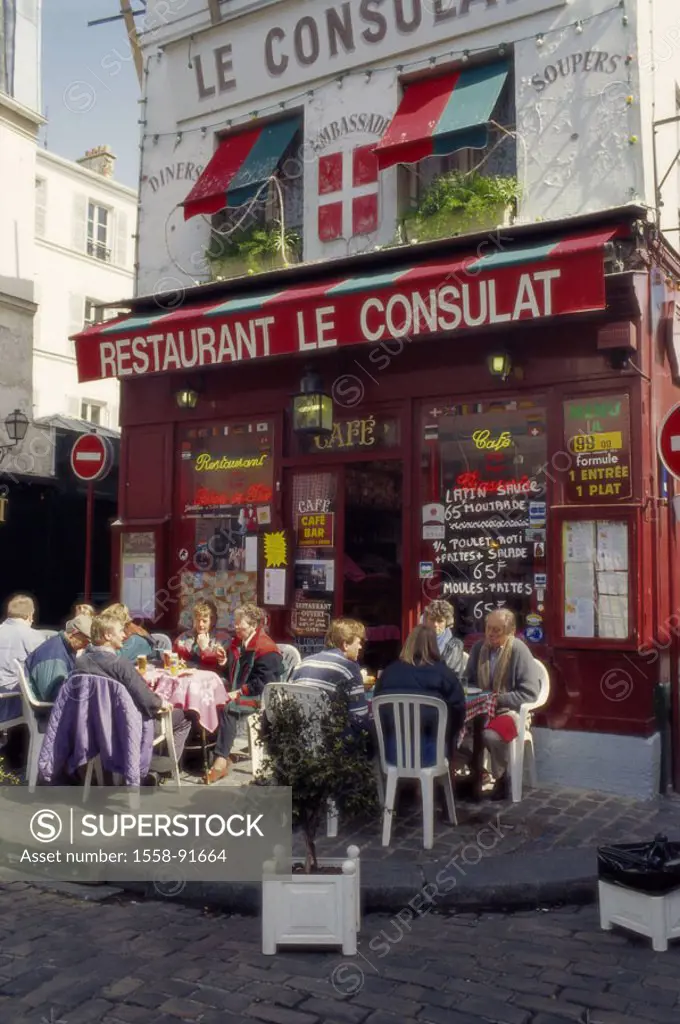 France, Paris, district Montmartre, Restaurant ´Le Consulat´, , Europe, capital, city, hills Butte Montmartre, Rue Norvins, gastronomy, street restaur...