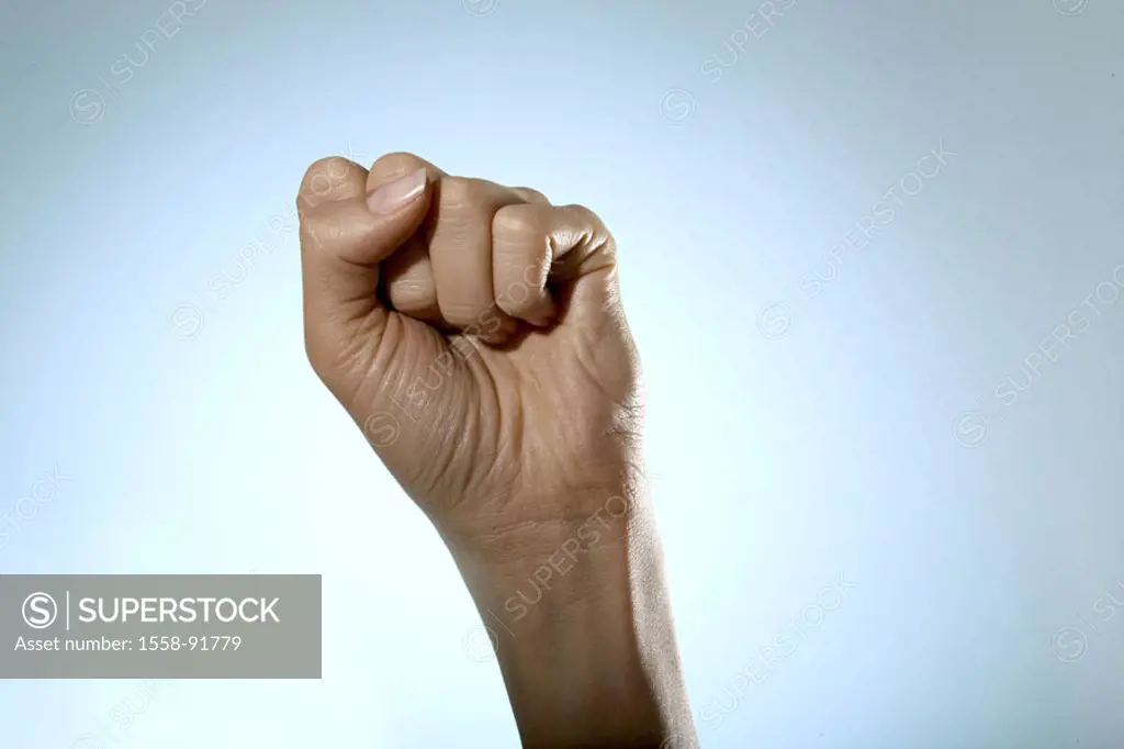 Women hand, fist,    Series, woman, young, detail, hand, skin, delicately, finely, been in the habit of, hand attitude, signals, concept, sign languag...