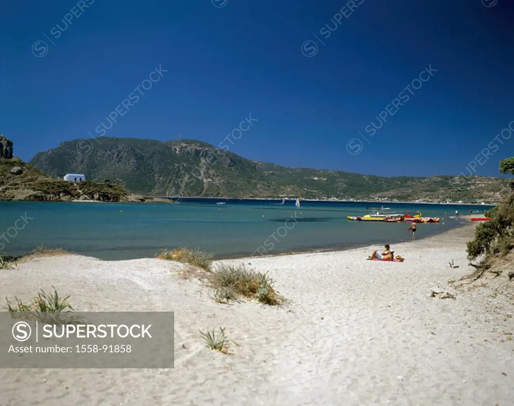 Greece, Dodekanes, island of caressing,  Kefalos, Karmari, sandy beach, swimmers,   Europe, Mediterranean island, coast place, place, destination, tou...