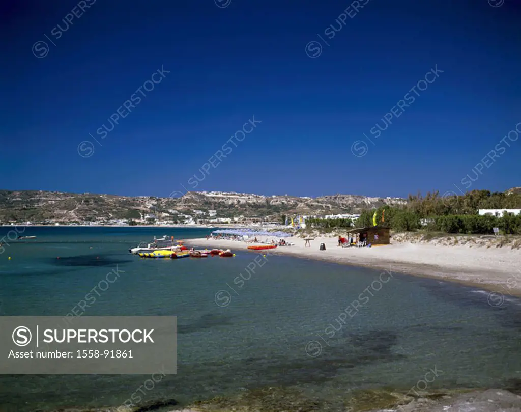 Greece, Dodekanes, island of caressing,  Kefalos, Karmari, sandy beach opinion,  Boats,  Europe, Mediterranean island, coast place, place, destination...