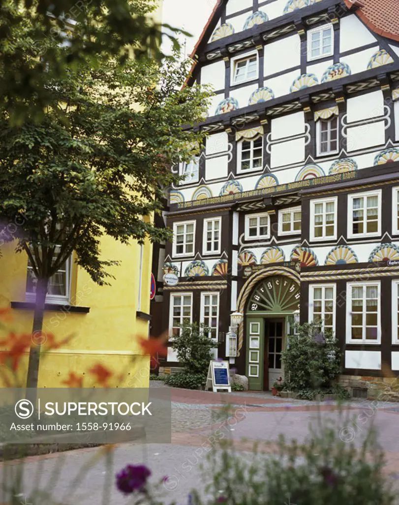 Germany, Lower Saxony, Hameln,  timbered house,   Europe, city, old town, copper forge street, buildings, house, residence, historically, architecture...