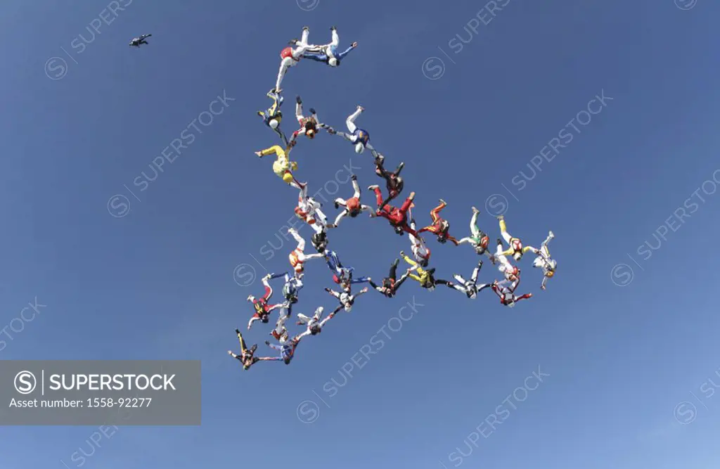 Skydiver, headlong, suitors case, formation,     Parachutists, 30 people, Euro record, athletes, extreme athletes, sport, extreme sport, parachute jum...