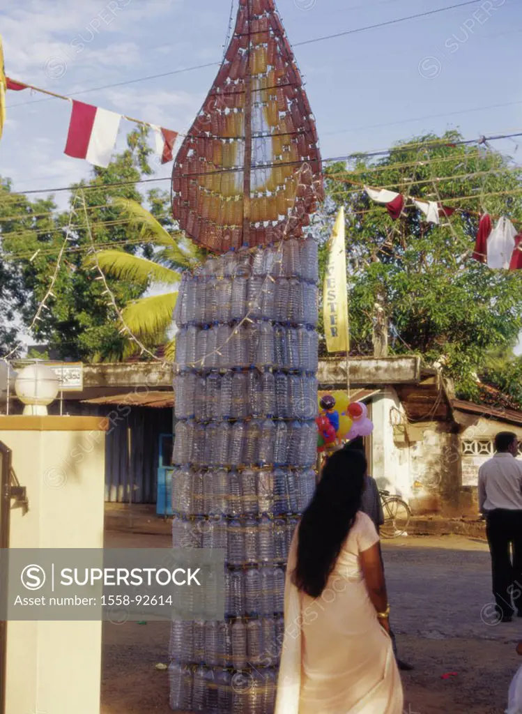 Island Sri Lanka, Negombo, church party,  Decoration, Trinkflaschen, plastic,  Mold ´candle´,  Asia, South Asia, island state, West coast, spa, party,...