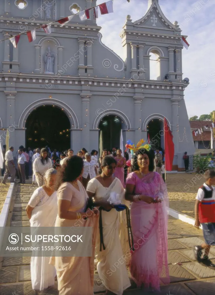 Island Sri Lanka, Negombo, church St. New Year´s Eve, church party, believers, , Asia, South Asia, island state, West coast, chapel, forecourt, party,...