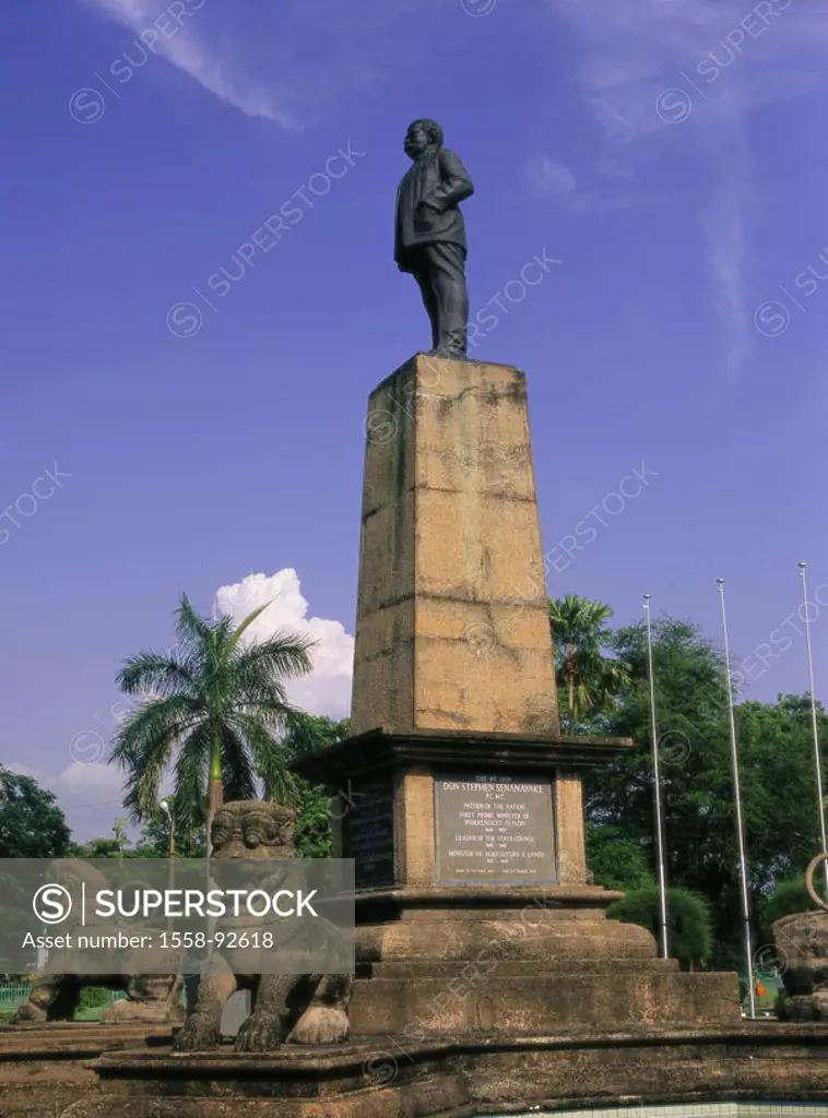 Island Sri Lanka, Colombo, Independence  Square, statue, Don Stephen  Senanayake,  Asia, South Asia, island state, capital, Independence avenue, monum...