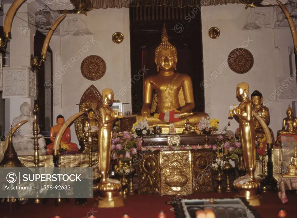 Island Sri Lanka, Kandy, temple installation,  Temples of the sacred tooth, Sri Dalada,  Maligawa, devotional hall, Buddhafiguren,  Asia, South Asia, ...