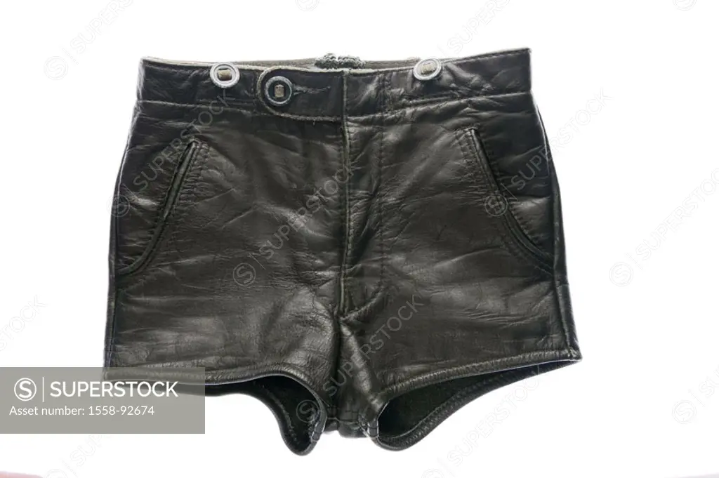 Leather shorts,    Pants, clothing, clothing piece, Hot Pants, shortly, nakedly, smooth leather, black, concept, dared, sexy, fetish, quietly life, st...