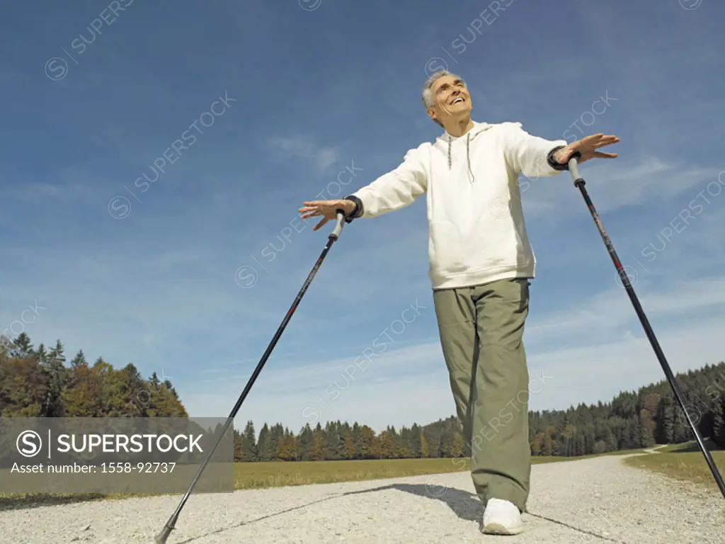 Way, senior, Nordic Walking, pause,    Series, seniors, man, 60-70 years, well Age, leisure time hobby recuperation balance fatty combustion, sport, a...