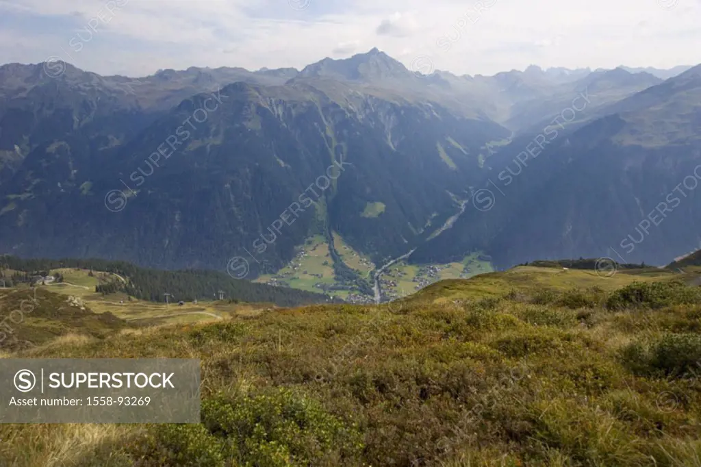 Austria, Vorarlberg, Montafon,  Location mountain Versettla, gaze valley,  Gaschurn, Bergpanorama,  Europe, Alps, central Alps, overlook, 2372 m, moun...
